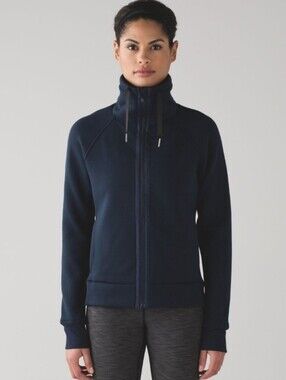 Lululemon Kick The Cold Jacket Zip Up High Collar Inkwell 6